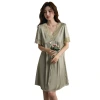New large lace nightgown for women, mid-length spring and summer ice silk short-sleeved simple large-sized nightgown for home wear wholesale Item Picture